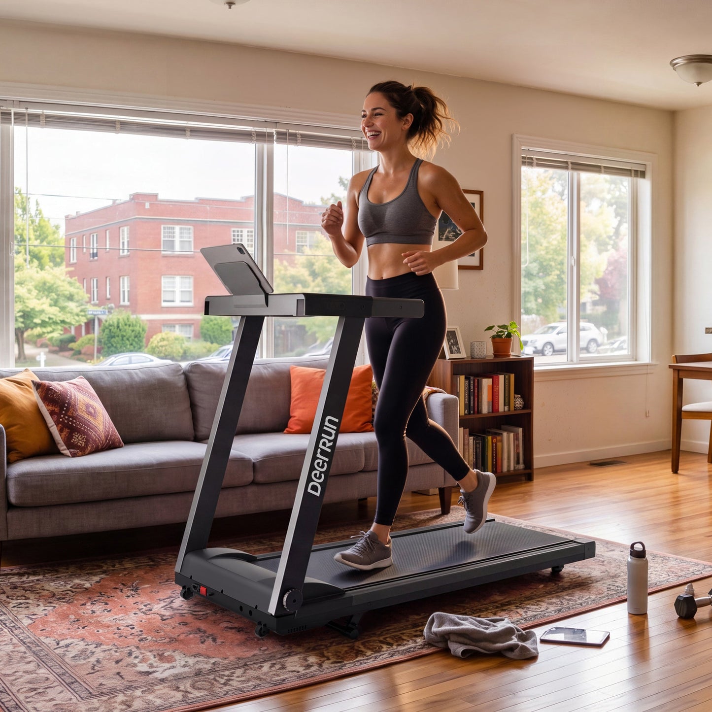DeerRun All-New 2026 A1 Pro Move+ Smart Foldable Treadmill with 6% Incline & NFC | 350 lbs, 10 mph, Black