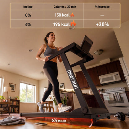 DeerRun All-New 2026 A1 Pro Move+ Smart Foldable Treadmill with 6% Incline & NFC | 350 lbs, 10 mph, Black