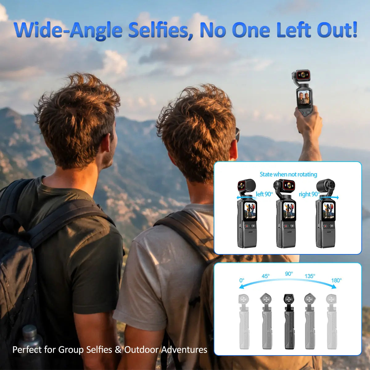 4K Pocket Camera, 64GB Memory Card, Pocket POV Camera, Bodycam, Vlogging Camera,Pocket Camera, Video and Audio Recording Camera, 270° Motorized Rotating Lens, EIS Stabilization for Travel,