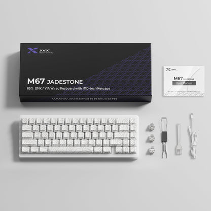 XVX M67 JadeStone Stellar White Tri-Mode RGB Mechanical Keyboard