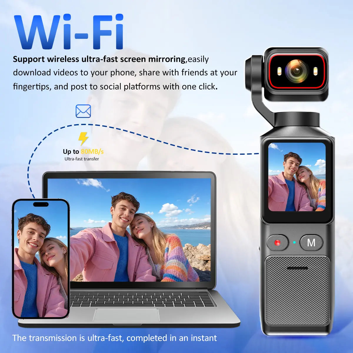 4K Pocket Camera, 64GB Memory Card, Pocket POV Camera, Bodycam, Vlogging Camera,Pocket Camera, Video and Audio Recording Camera, 270° Motorized Rotating Lens, EIS Stabilization for Travel,
