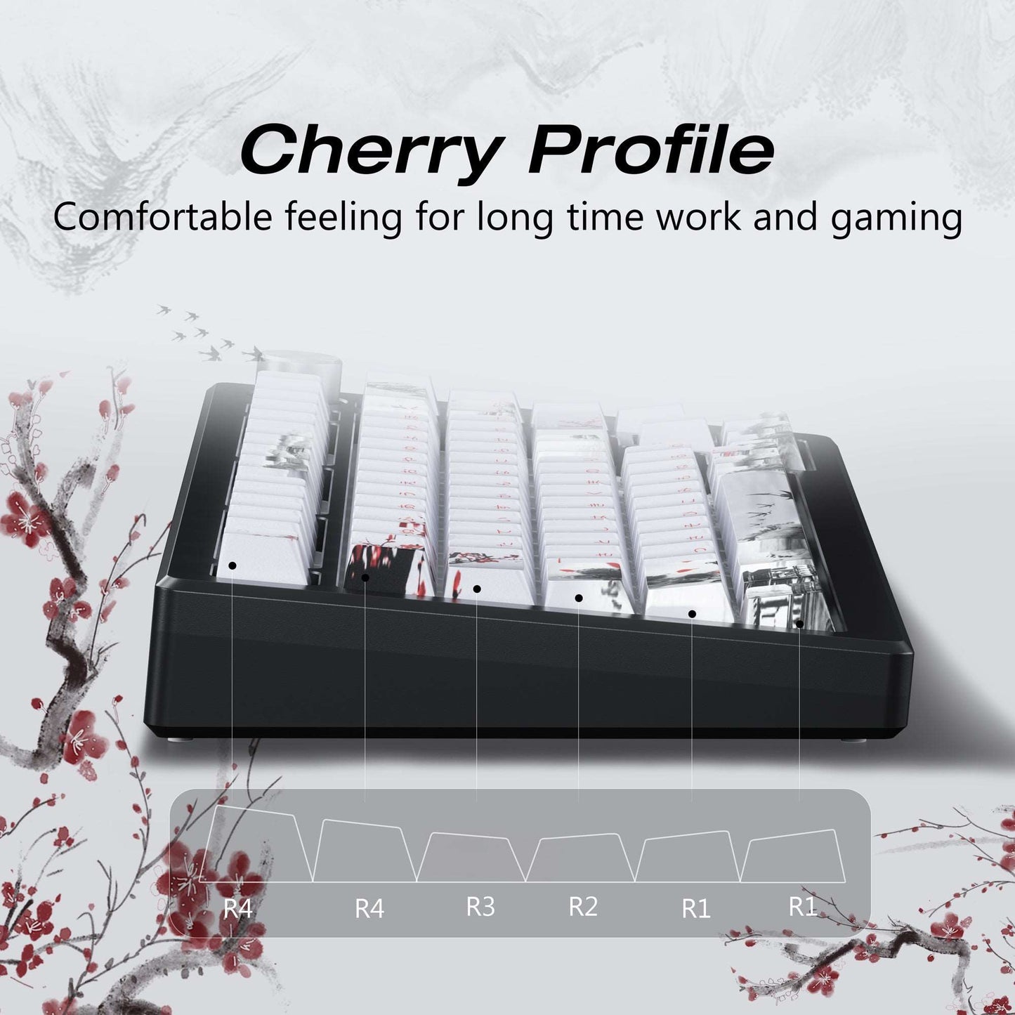 XVX Plum Blossom Cherry Profile Double-Shot Dye-Sub PBT Keycap Set (127-Key)
