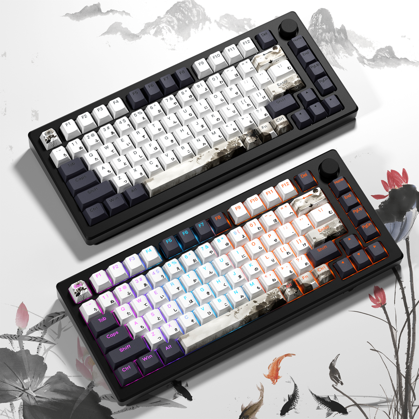 XVX Lotus Cherry Profile Shine-Through Dye-Sub PBT Keycap Set (133-Key)