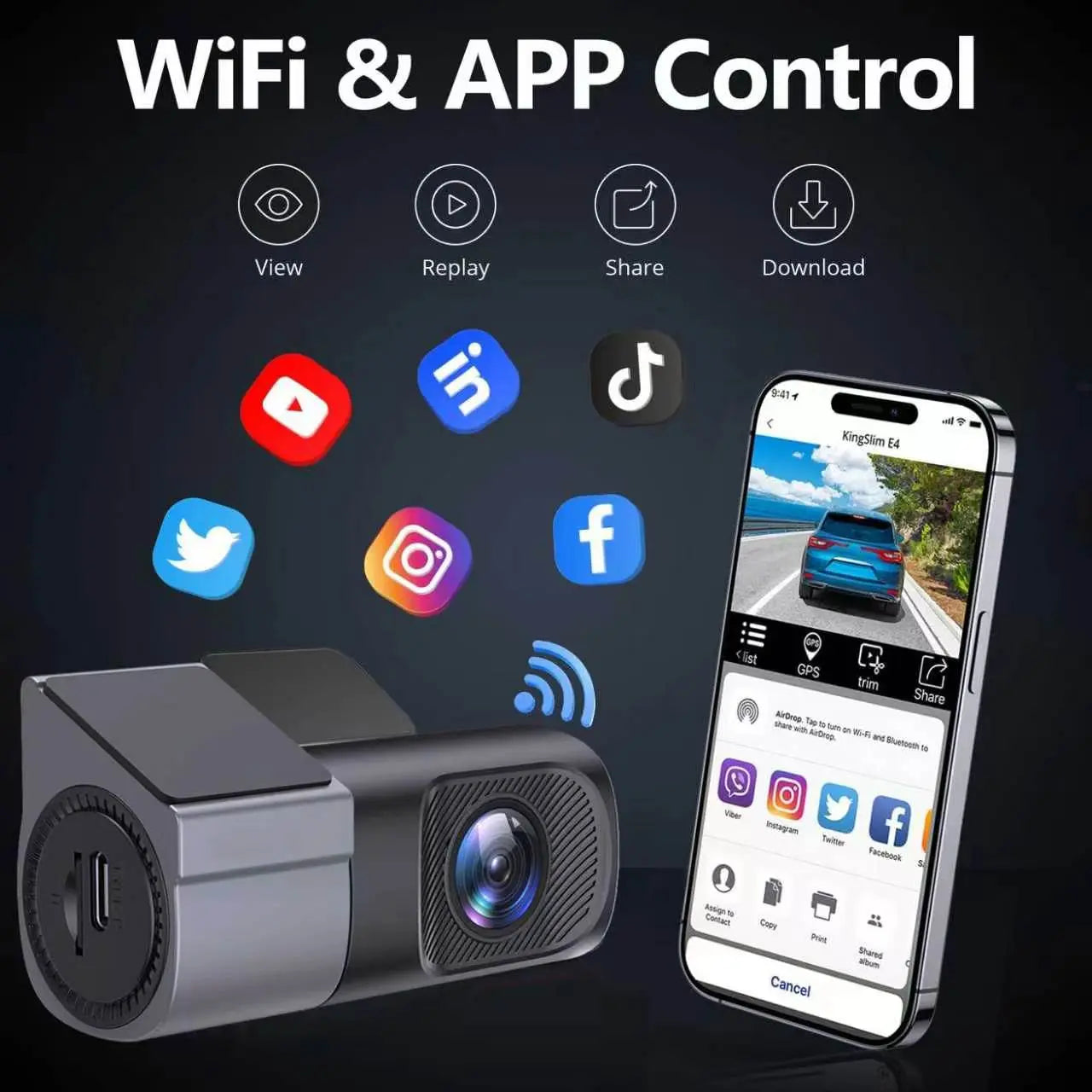 Capture Every Moment with the Wired Wifi Dash Cam 1080P HD - 360° Rotatable Mini Car Camera Featuring Night Vision and 24-Hour Parking Monitor