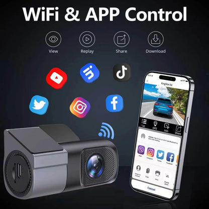 Capture Every Moment with the Wired Wifi Dash Cam 1080P HD - 360° Rotatable Mini Car Camera Featuring Night Vision and 24-Hour Parking Monitor