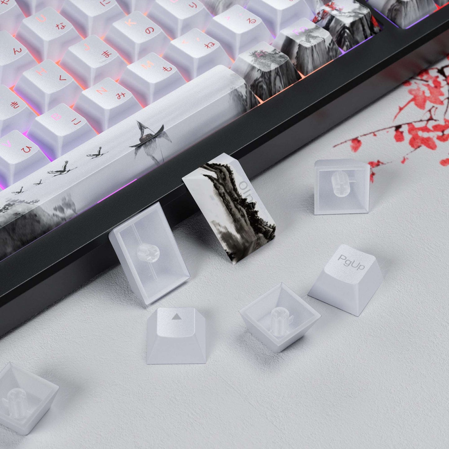 XVX Plum Blossom Cherry Profile Double-Shot Dye-Sub PBT Keycap Set (127-Key)