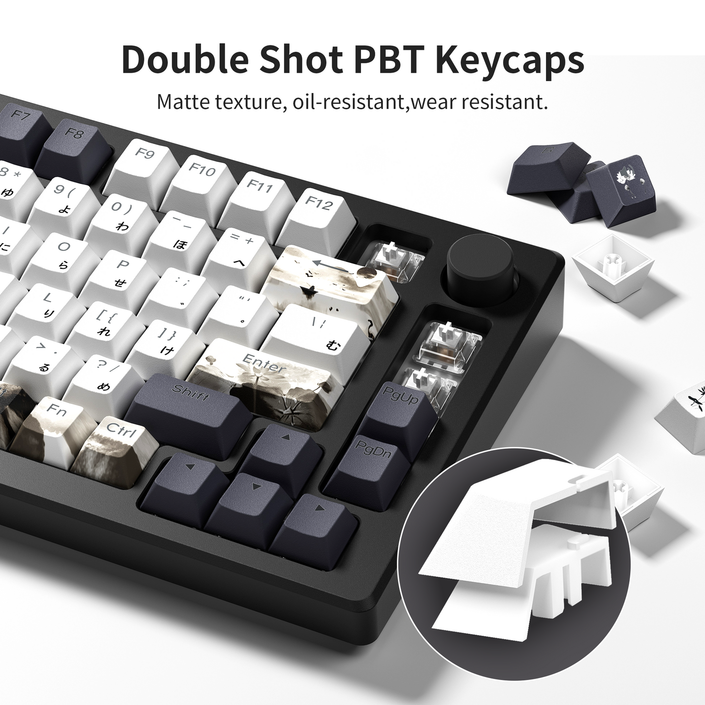 XVX Lotus Cherry Profile Shine-Through Dye-Sub PBT Keycap Set (133-Key)