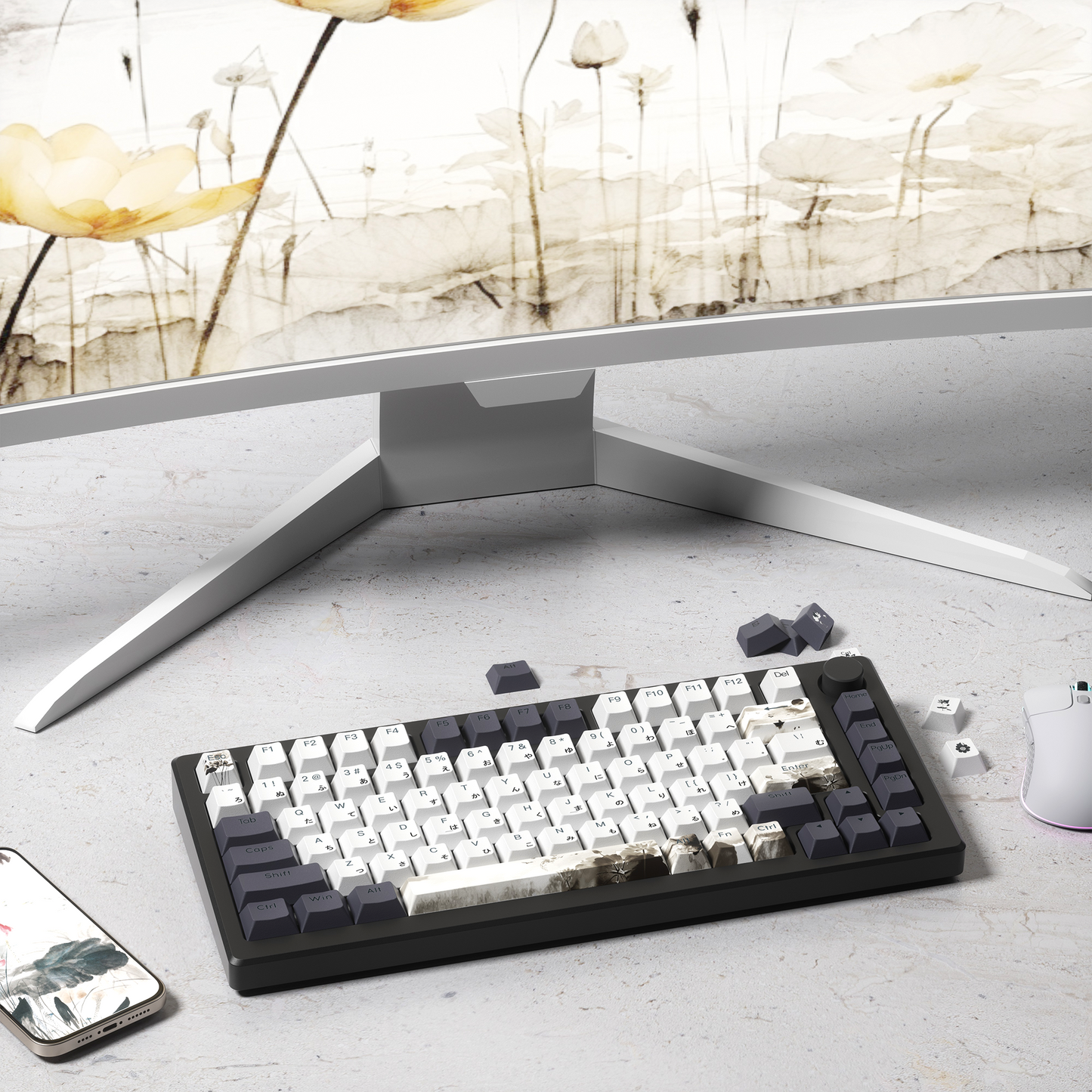 XVX Lotus Cherry Profile Shine-Through Dye-Sub PBT Keycap Set (133-Key)
