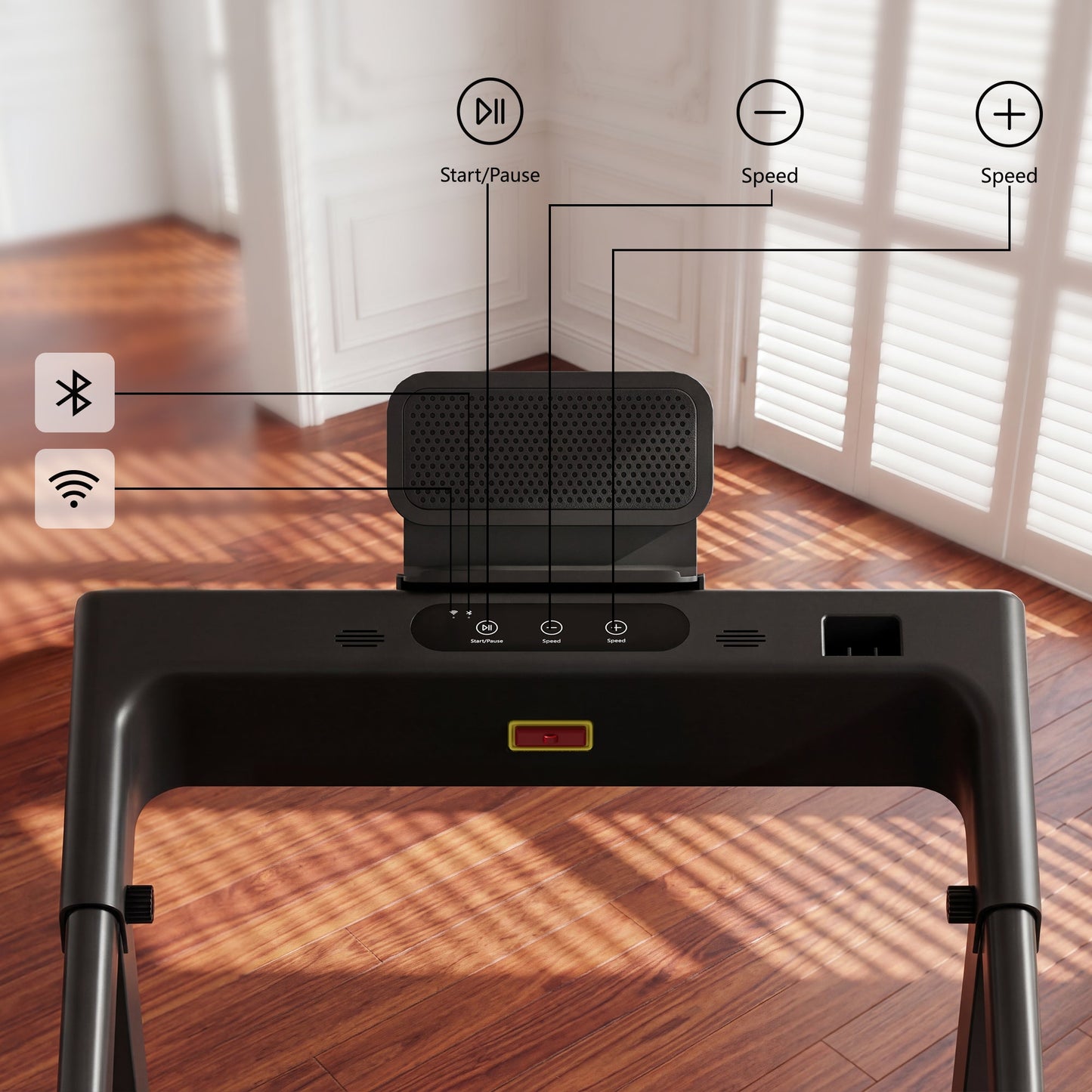 DeerRun All-New 2026 A1 Pro Move+ Smart Foldable Treadmill with 6% Incline & NFC | 350 lbs, 10 mph, Black