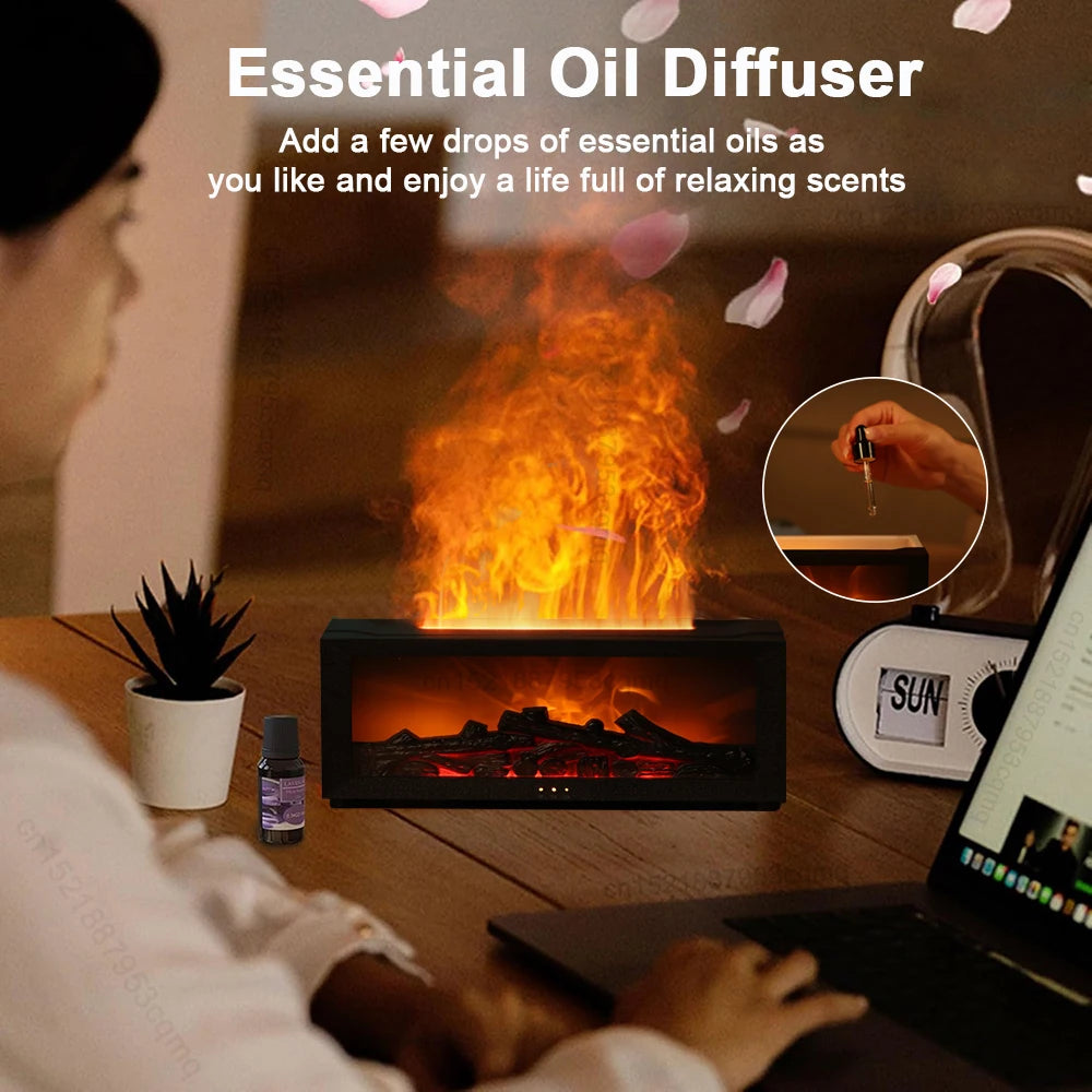 Transform Your Space with Our Flame Aroma Humidifier – Essential Oil Diffuser with Night Light for Ultimate Relaxation