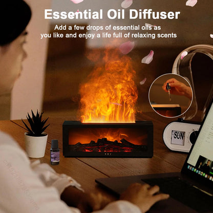 Transform Your Space with Our Flame Aroma Humidifier – Essential Oil Diffuser with Night Light for Ultimate Relaxation