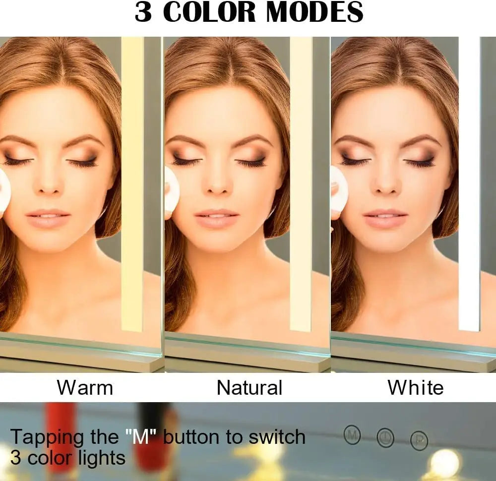 Illuminate Your Beauty with the 3-in-1 Lighted Vanity Makeup Mirror - 15X Magnification, Smart Touch Control & 360° Rotation