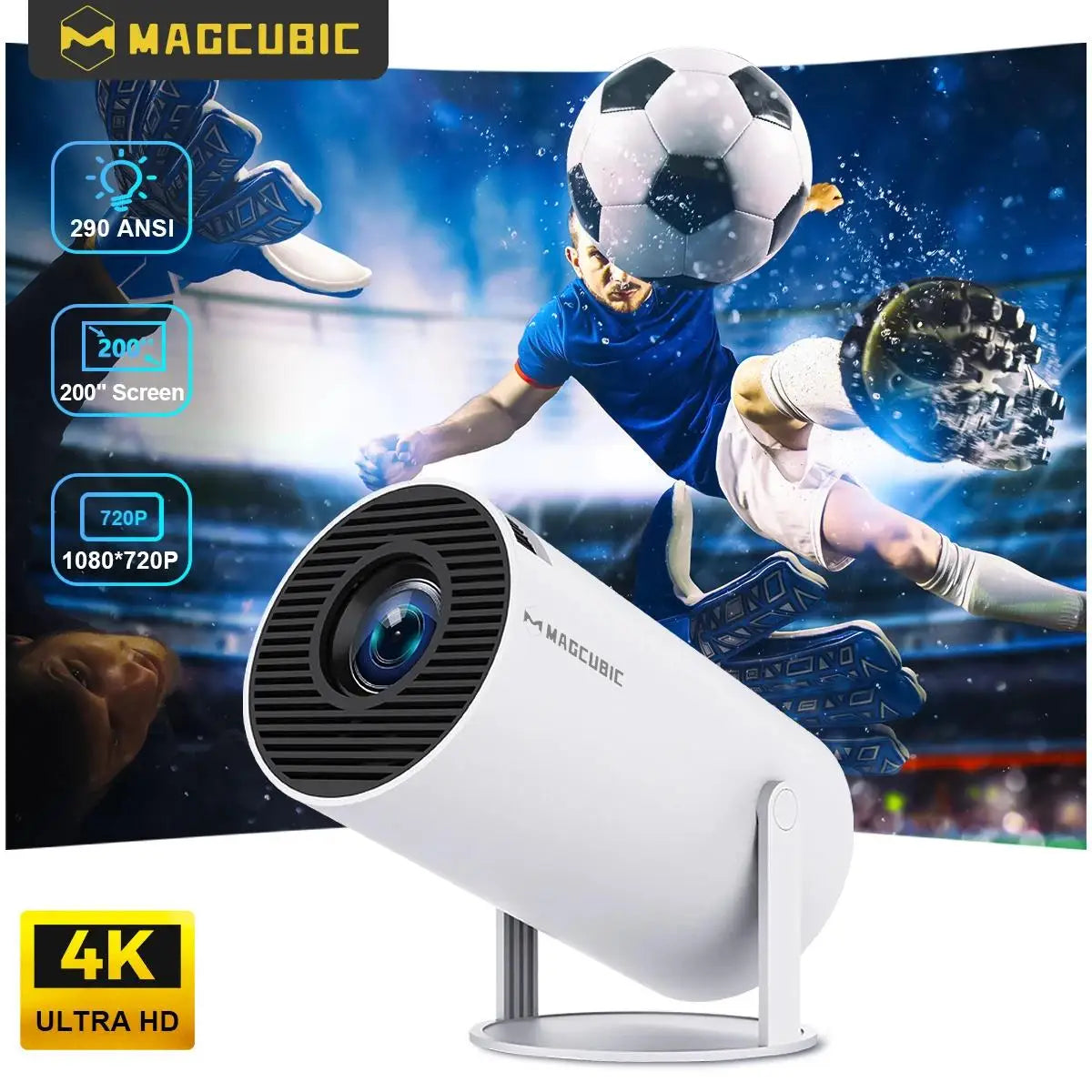 Experience the Future of Home Entertainment with the HY300 PRO 8K Android Projector - 290 ANSI, Dual Wifi6, and Stunning 1280x720P Resolution!