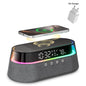 Transform Your Space with the 6-In-1 Smart Alarm Clock: Wireless Charger, Bluetooth Speaker, FM Radio, Dual Alarm, USB Charger & RGB Night Light