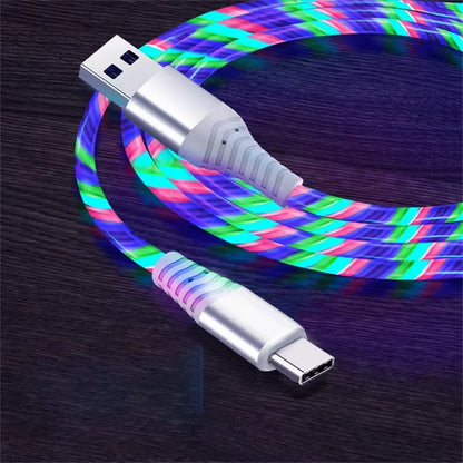 Illuminate Your Charging Experience with the 5A Fast Charging Flow Luminous USB Type C Cable - Perfect for Samsung, Xiaomi, and iPhone!