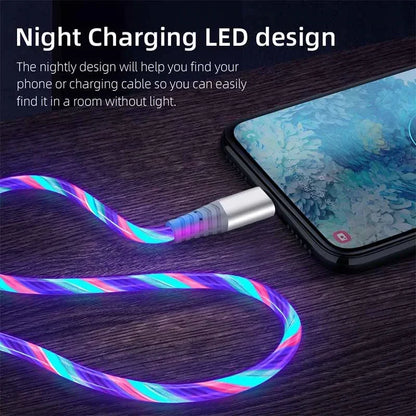 Illuminate Your Charging Experience with the 5A Fast Charging Flow Luminous USB Type C Cable - Perfect for Samsung, Xiaomi, and iPhone!