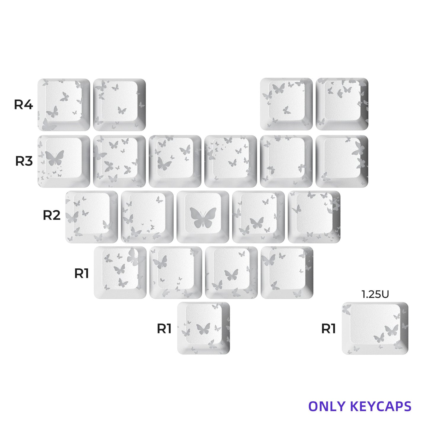 XVX FlutterBloom Heart Layout 21-Key IMD-Tech Keycap Set