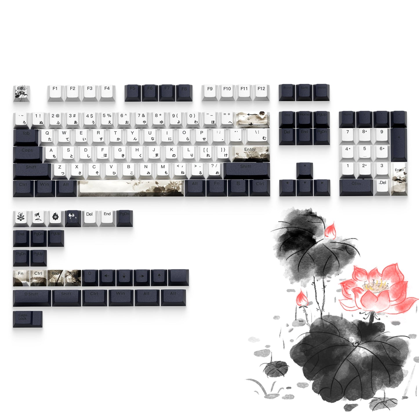 XVX Lotus Cherry Profile Shine-Through Dye-Sub PBT Keycap Set (133-Key)